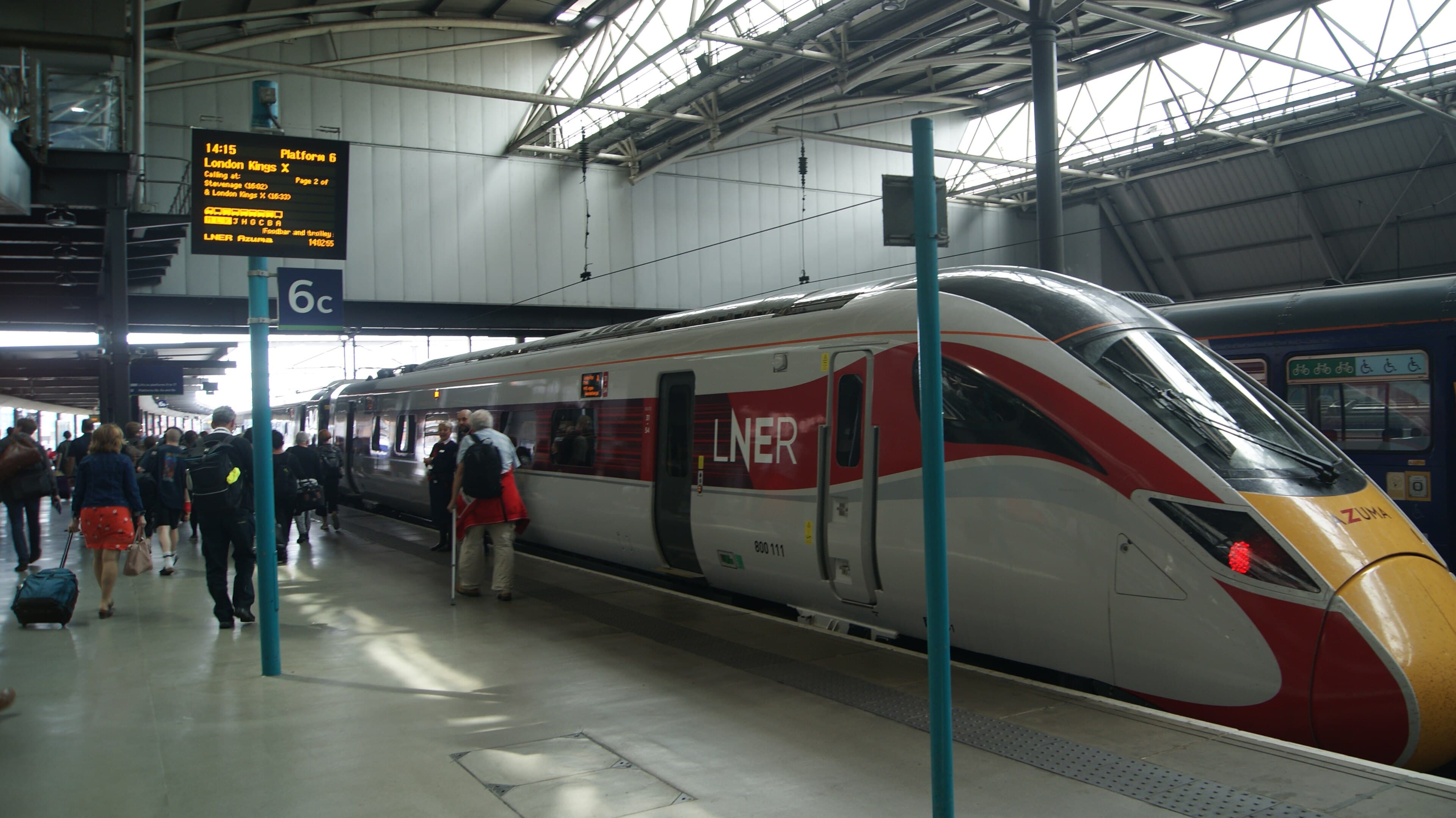 LNER Azuma train, Leeds railway station